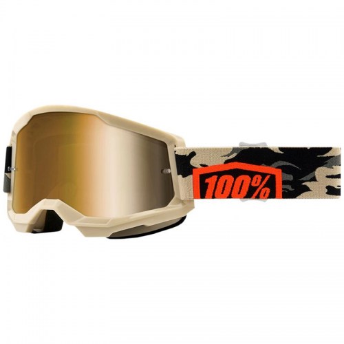 Мотоочки Ride 100% Strata II Kombat Beige/Camo Mirror Gold Lens