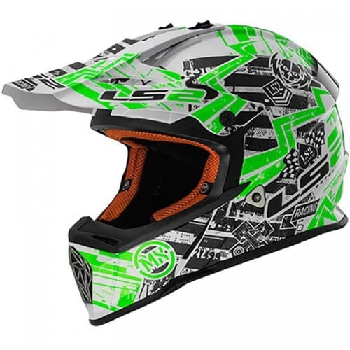 Шлем LS2 MX437 Fast Glitch White/Black/Green